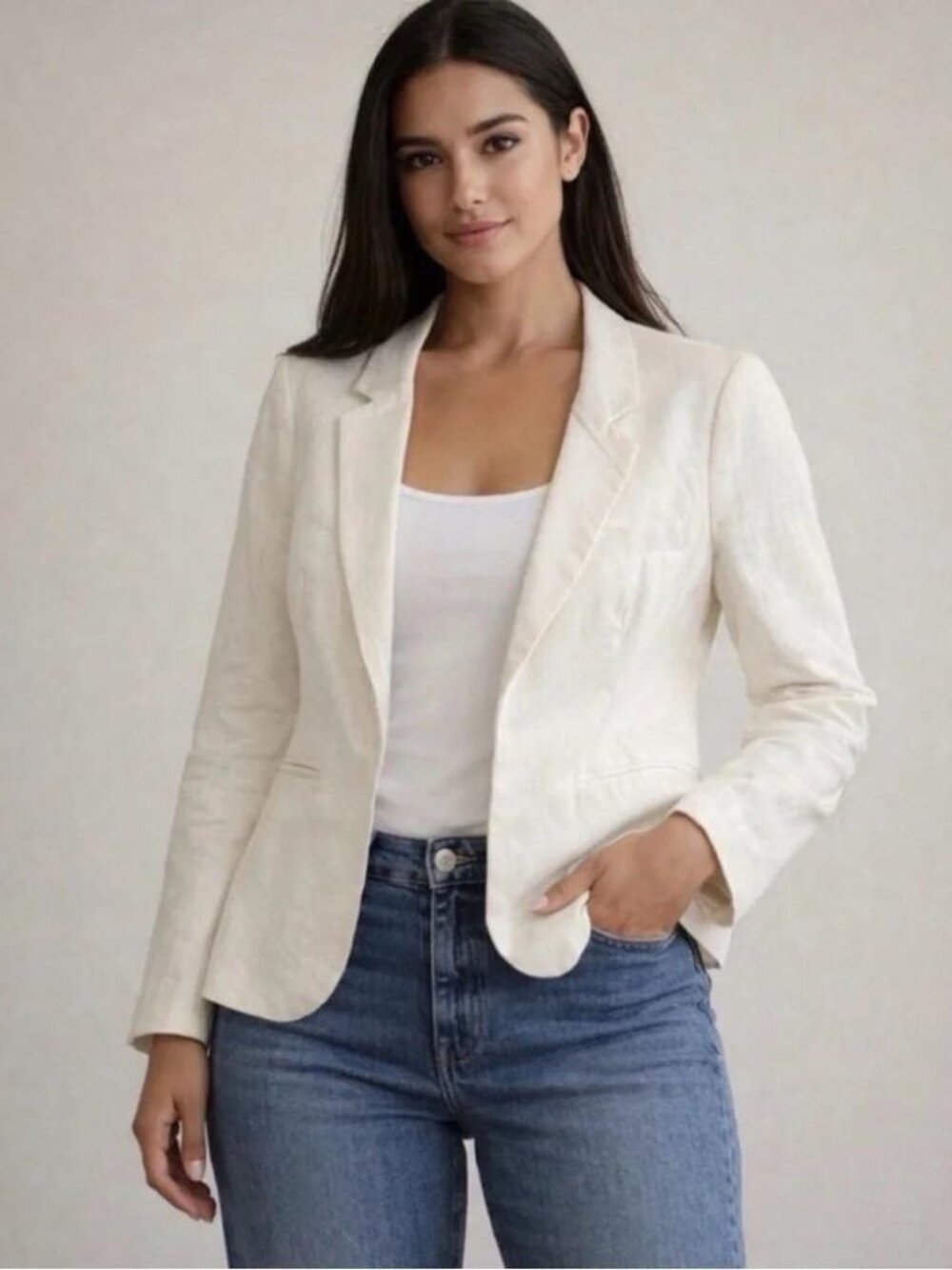 NWOT Rachel Zoe Linen Blend Ivory Summer Blazer S